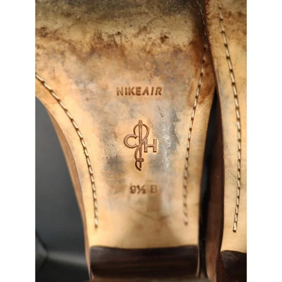 Cole Haan Nike Air Tan Leather Tall Harness Boots Womens 9.5 B D32418 Brazil - Picture 2 of 10